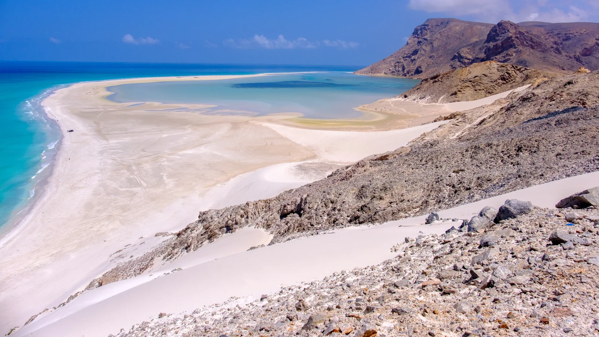 Detwah lagoon seen from the hills above Qalansiyah