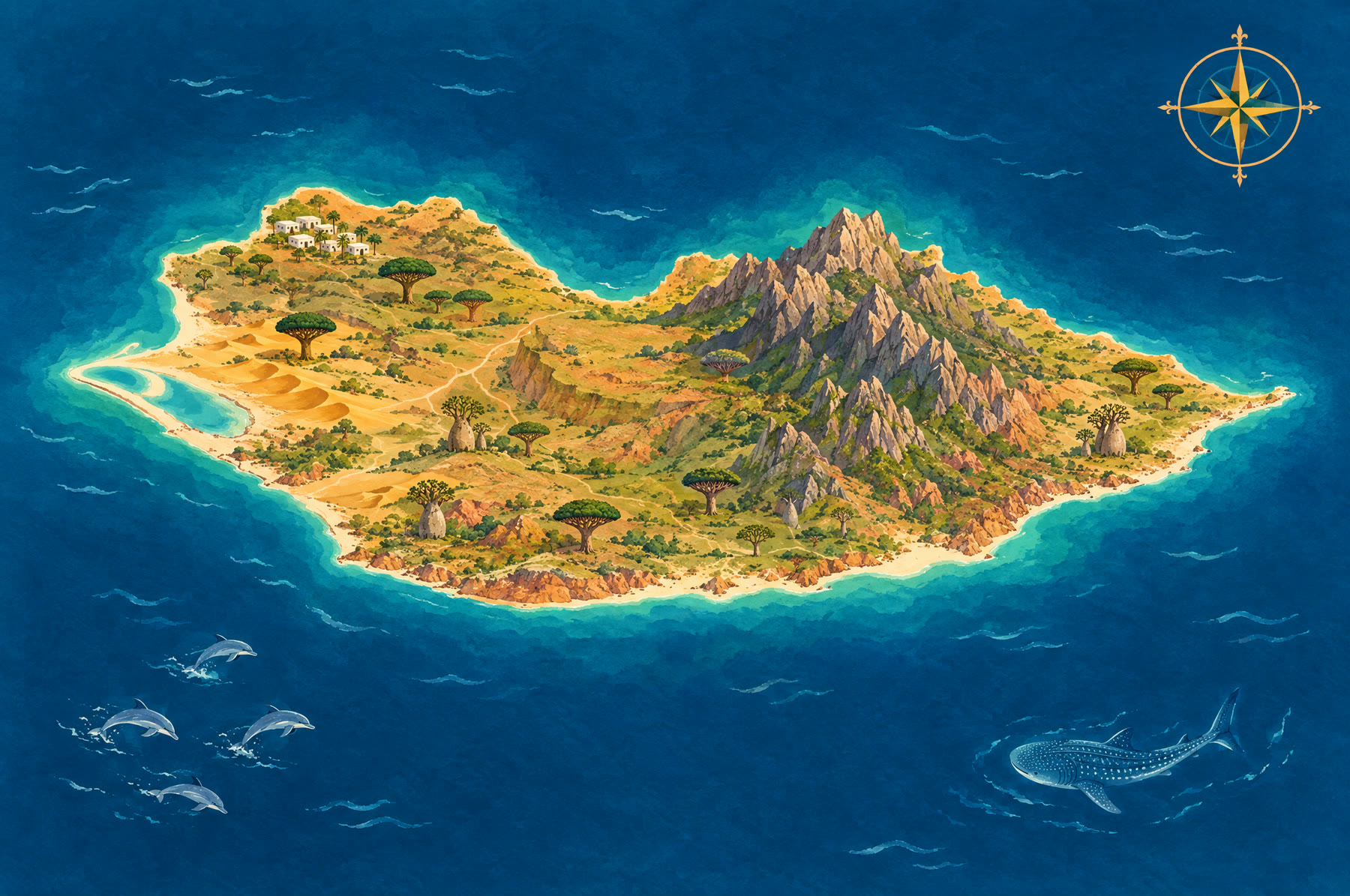 Illustrated map of Socotra island